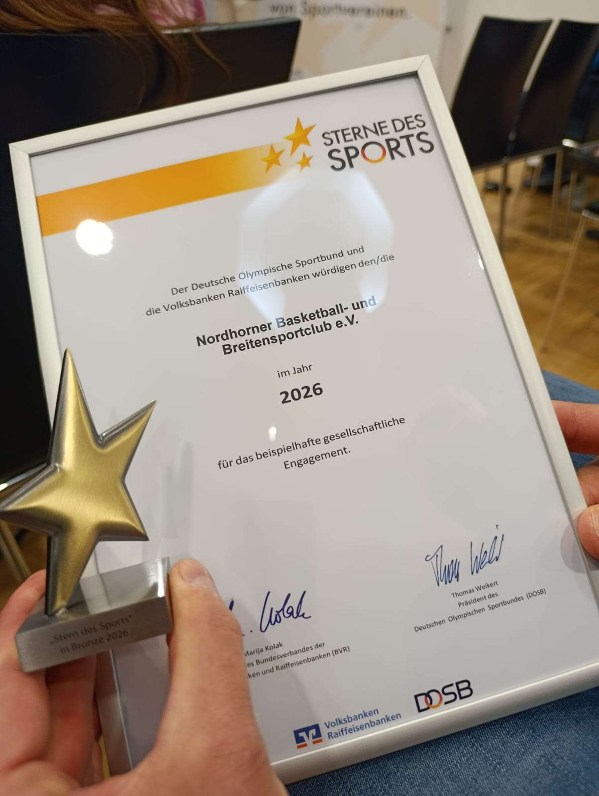 Urkunde und Bronzestern der Sterne des Sports 2026